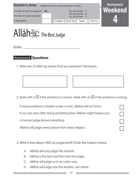 Weekend Learning Islamic Studies Workbook: Level 3 (Revised and Enlarged Edition)