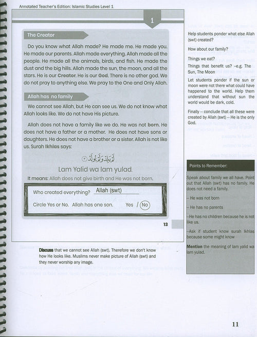 Annotated Teacher’s Edition -Islamic Studies, Level 1