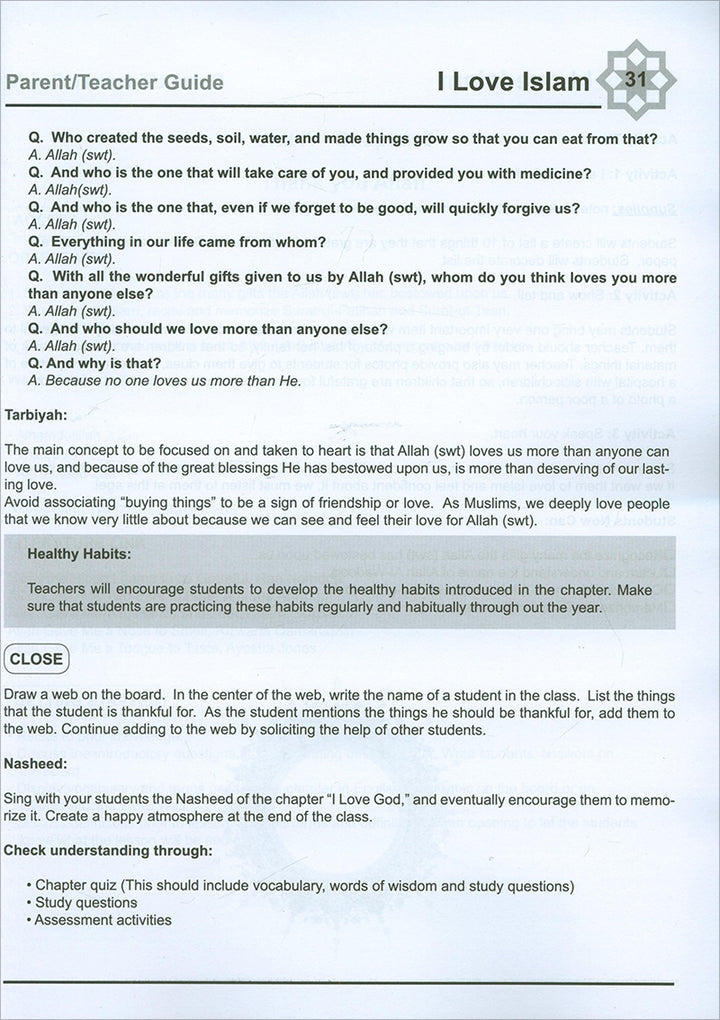 I Love Islam Teacher/Parent Guide: Level 1 (International/Weekend Edition)