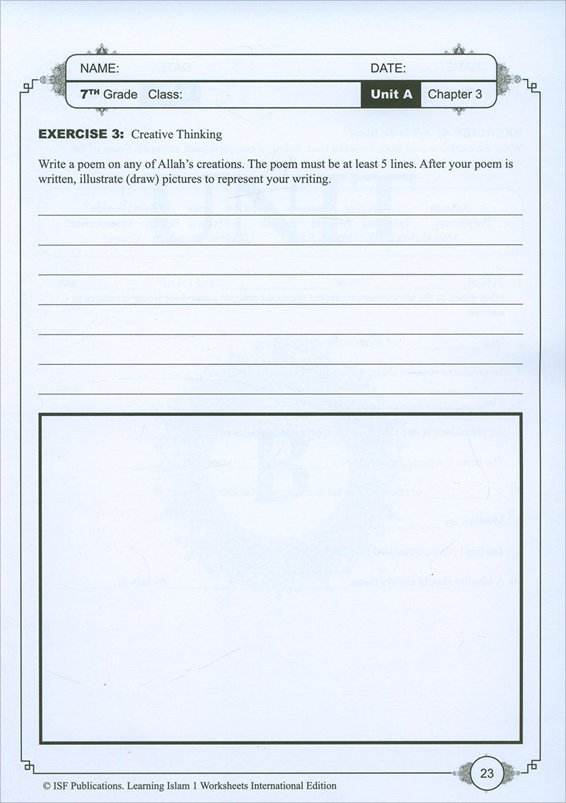 Learning Islam Workbook: Level 1 (7th  Grade, Weekend/International Edition)