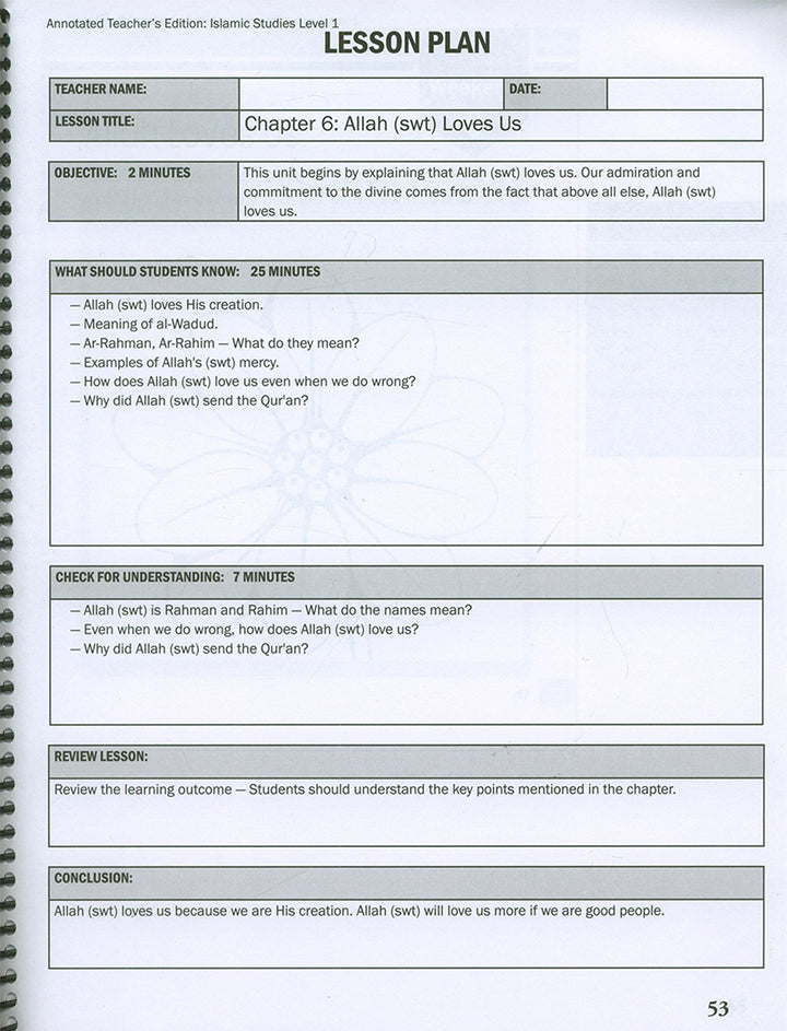 Weekend Learning Islamic Studies Teacher's Manual: Level 1 (New Edition)