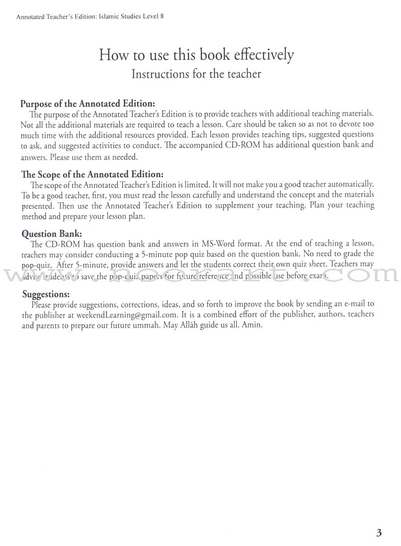 Weekend Learning Islamic Studies: Teacher's Manual Level 8 (With USB)