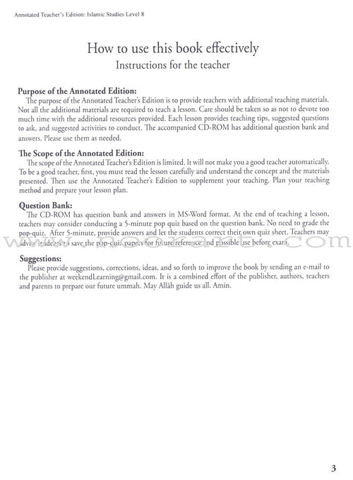 Annotated Teacher’s Edition -Islamic Studies, Level 8
