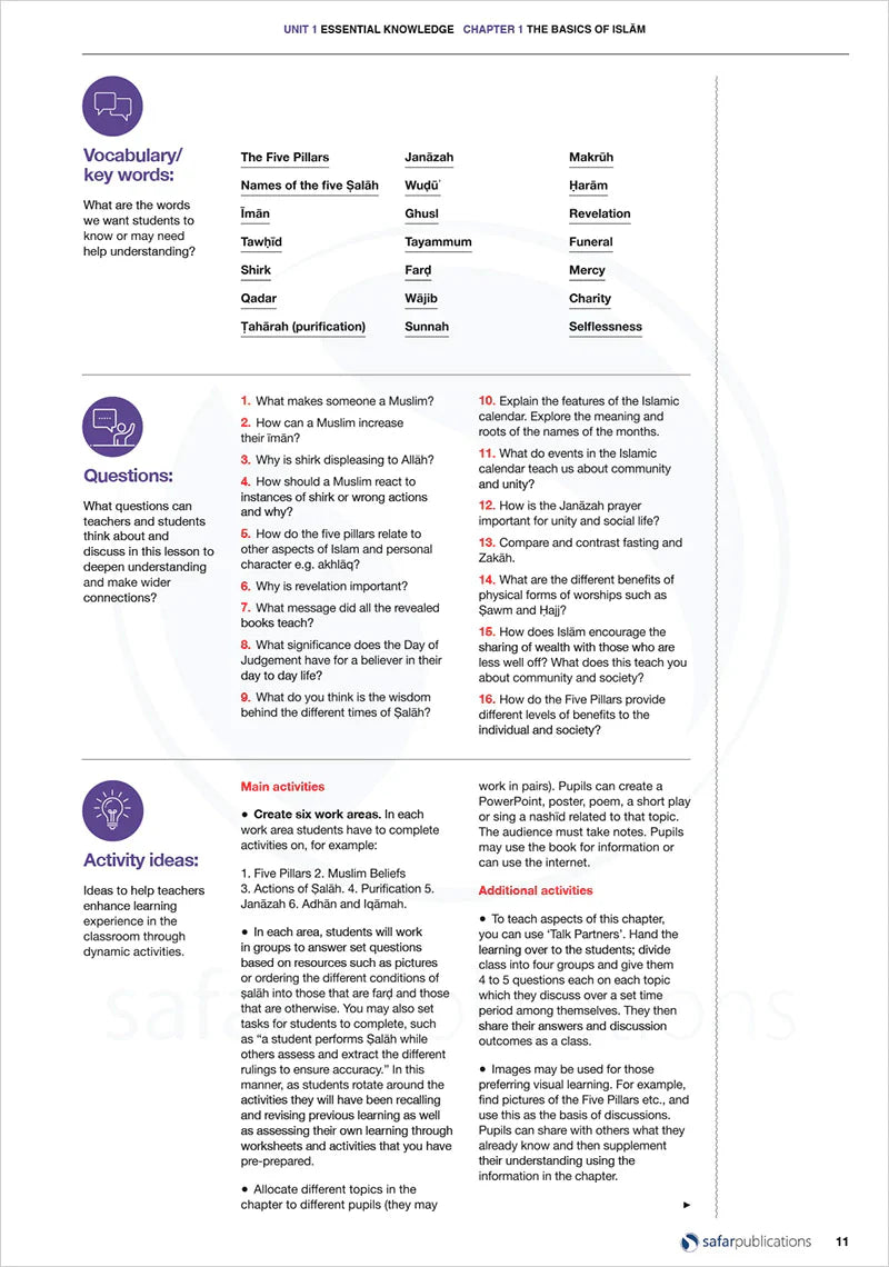 Safar Teacher's Guide for Islamic Studies: Level 7