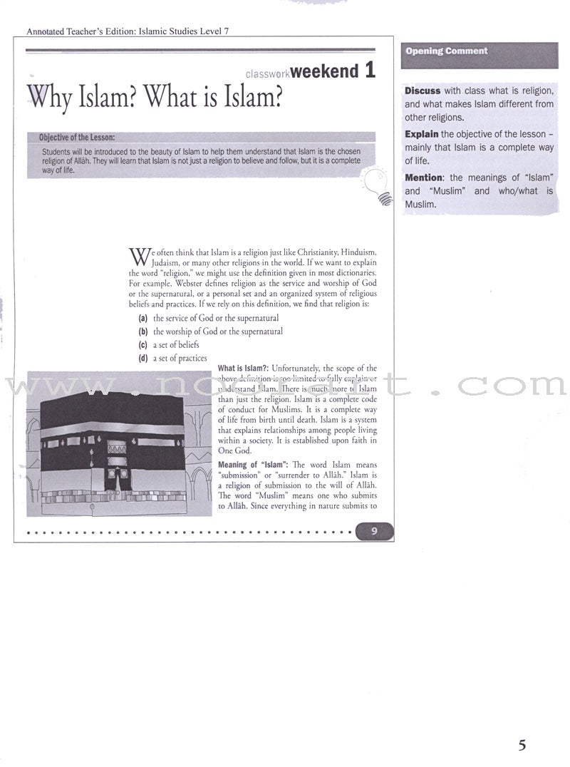 Weekend Learning Islamic Studies: Teacher's Manual Level 7 (With USB)