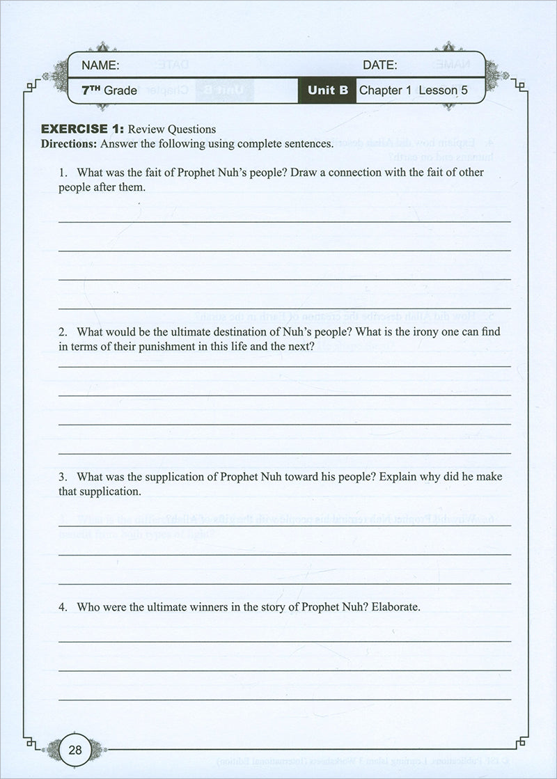 Learning Islam Workbook: Level 3 (9th Grade, Weekend/International Edition)
