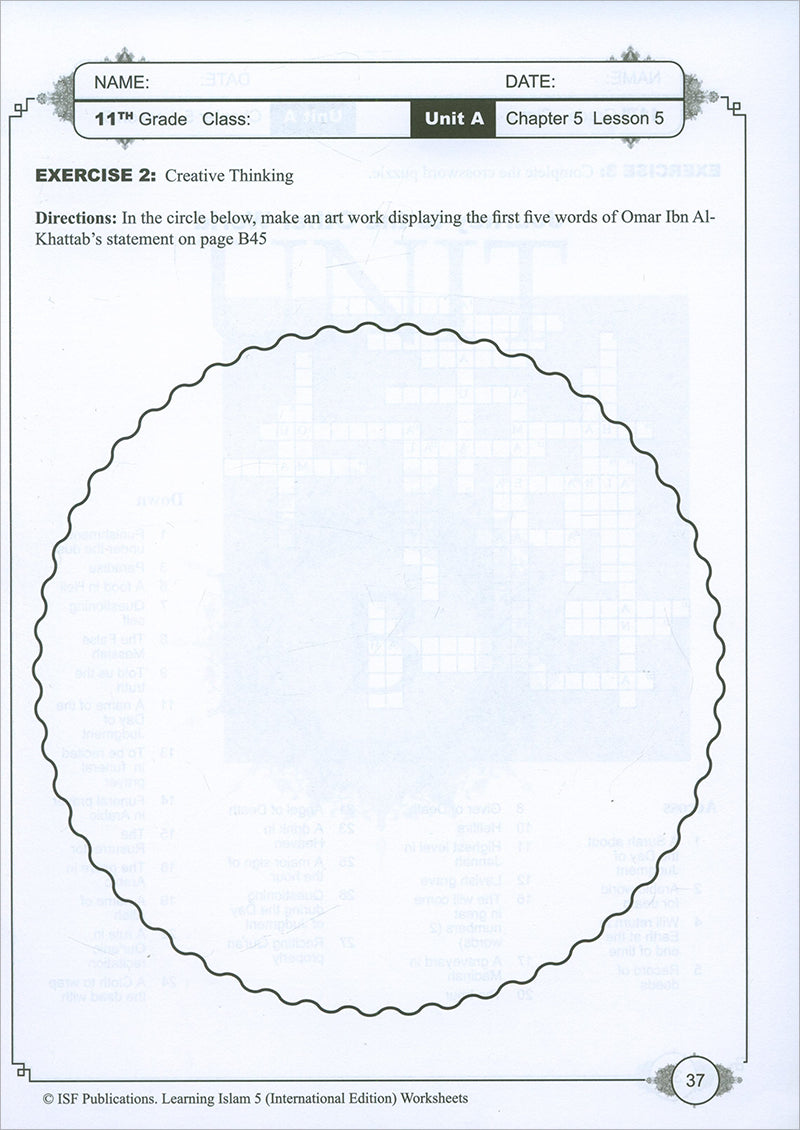 Learning Islam Workbook: Level 5 (11th Grade, Weekend/International Edition)