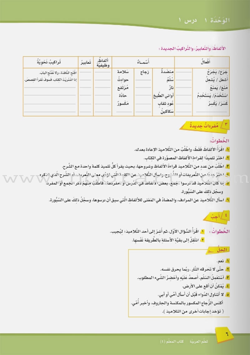 ICO Learn Arabic Teacher's Manual: Level 4, Part 1 تعلم العربية