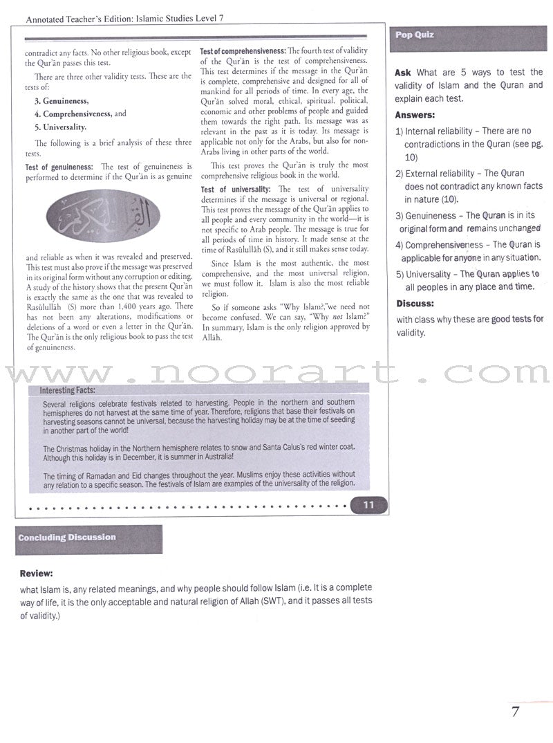 Weekend Learning Islamic Studies: Teacher's Manual Level 7 (With USB)