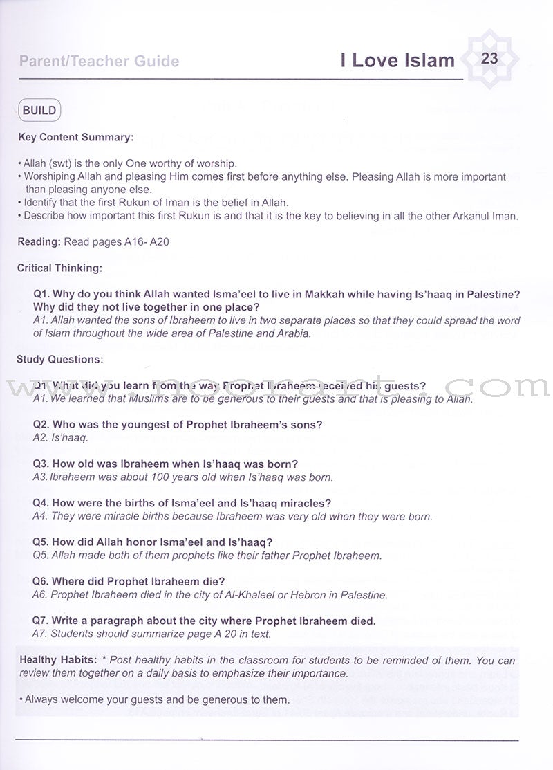 I Love Islam Teacher/Parent Guide: Level 4 (International/Weekend Edition)