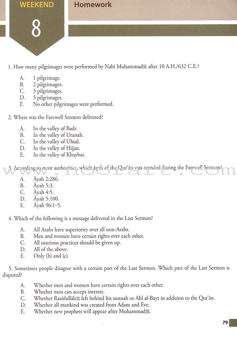 Weekend Learning Islamic Studies Workbook: Level 8 (Revised and Enlarged Edition)