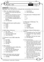 Learning Islam Worksheets: Level 1 (6th Grade)