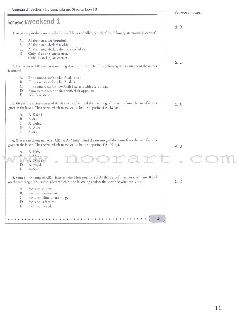 Weekend Learning Islamic Studies: Teacher's Manual Level 8 (With USB)