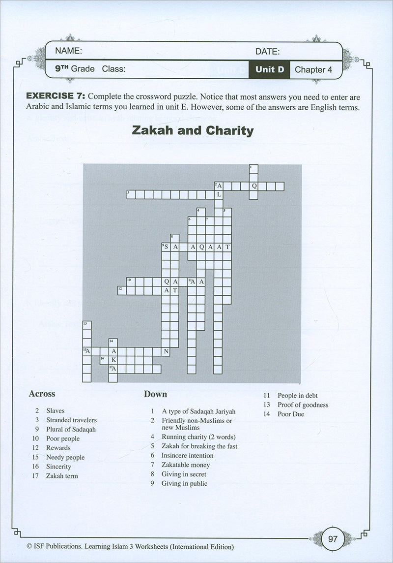 Learning Islam Workbook: Level 3 (9th Grade, Weekend/International Edition)